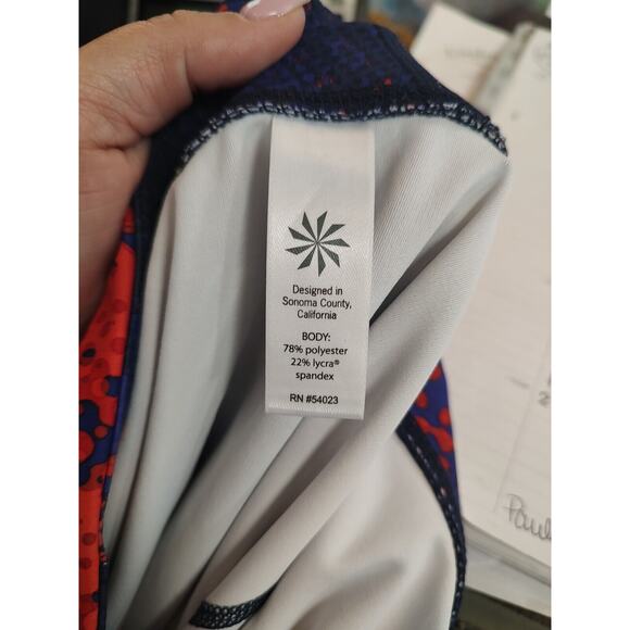 Athleta Leggings Medium Electro Sonar Retro Capri Cropped Yoga Gym Train Running - Picture 12 of 13